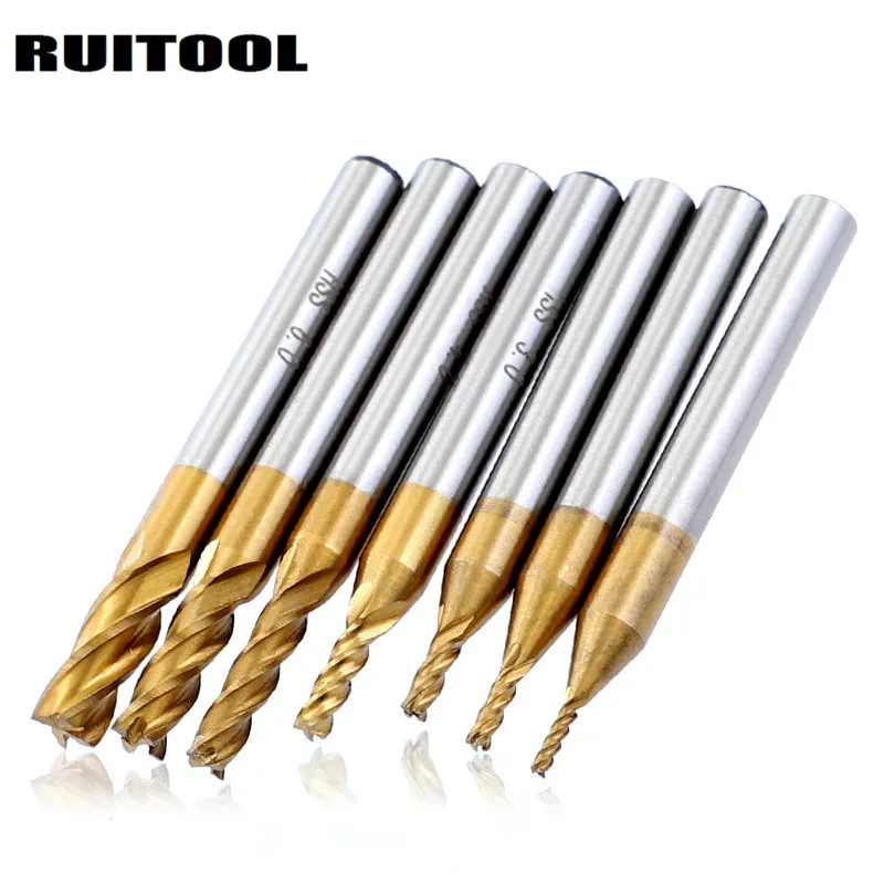 7PCS Milling Cutter Set 1.5-6mm Titanium HSS 4 Flutes CNC Router Bit Straight Metric End Mill For Wood Steel 7PCS Milling Cutter Set 1.5-6mm Titanium HSS 4 Flutes CNC Router Bit Straight Metric End Mill For Wood Steel