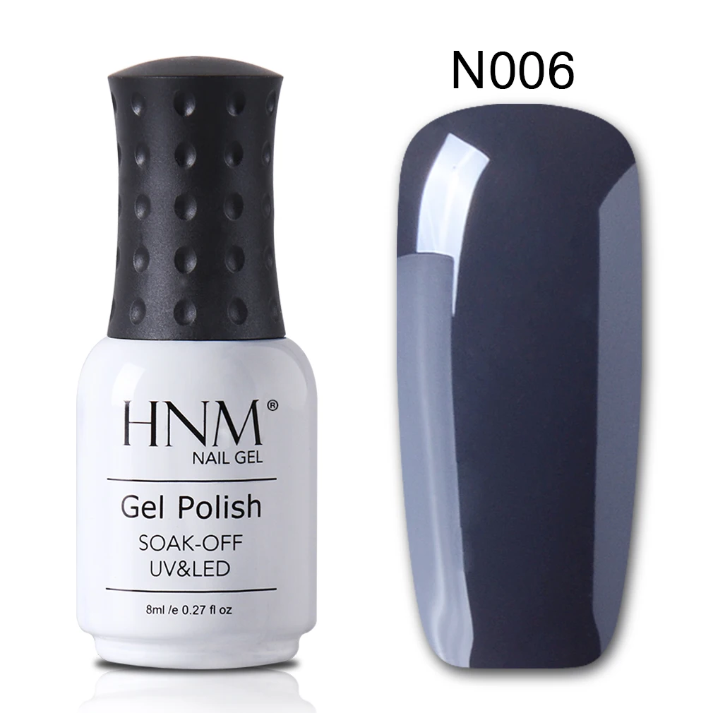 HNM 8 мл Гель-лак для ногтей Чистый Розовый Цвет замачиваемый УФ светодиодный лак для нейл-арта Полупостоянный Гибридный Гель-лак базовое верхнее покрытие - Цвет: gray 006