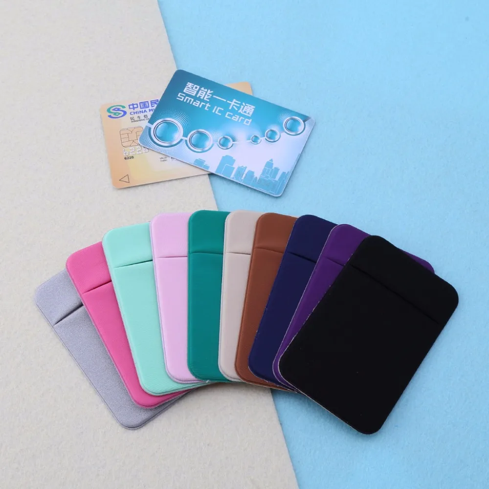 

THINKTHENDO New Mobile Phone Credit Card Wallet Holder Pocket Stick-On Adhesive Elastic Tool for Men Women