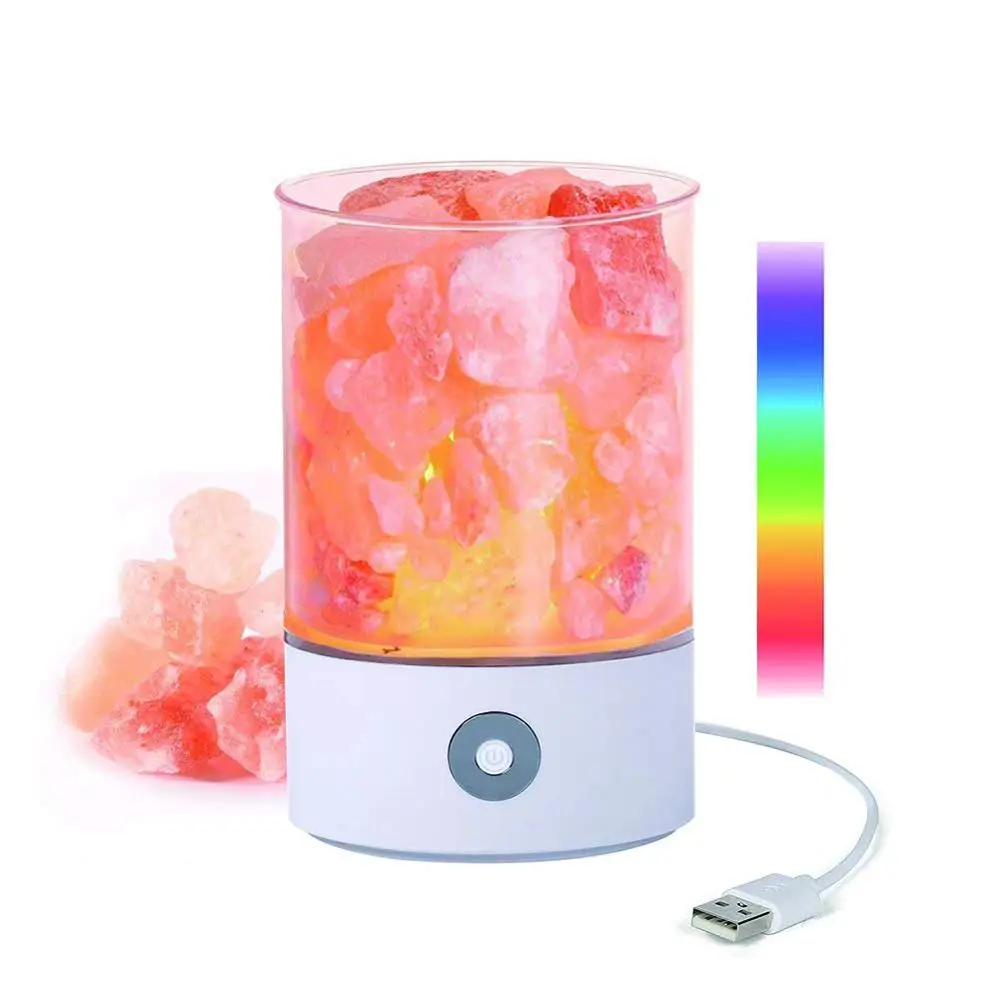 

USB Crystal Light Natural Himalayan Salt Lamp Air Purifier Mood Creator Bedroom Decoration Bedside Lamp Children Night Light