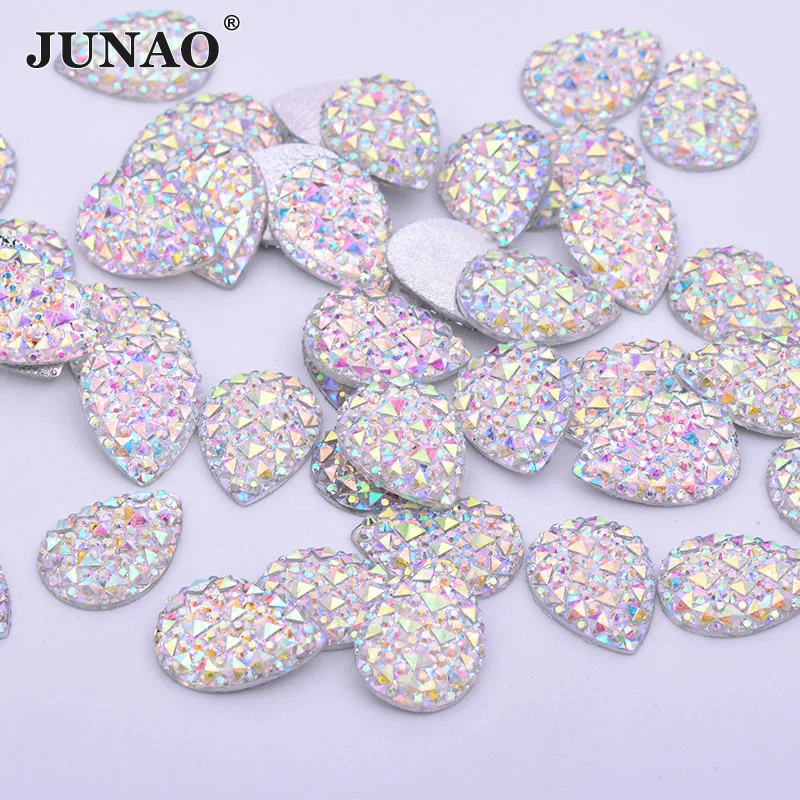 Аппликация JUNAO 10x14 мм 18x25 с блестками AB из смолы Стразы без шитья камни плоским