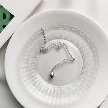 

Sterling 925 silver water drop pendants necklace simple fashion necklace water drop necklace for women 2018 charms jewelry gift