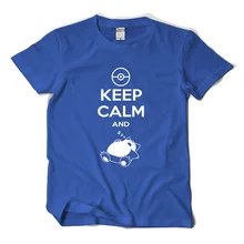 New summer T Shirts men Cotton Keep Calm And Carry On Snorlax Sleep On font b