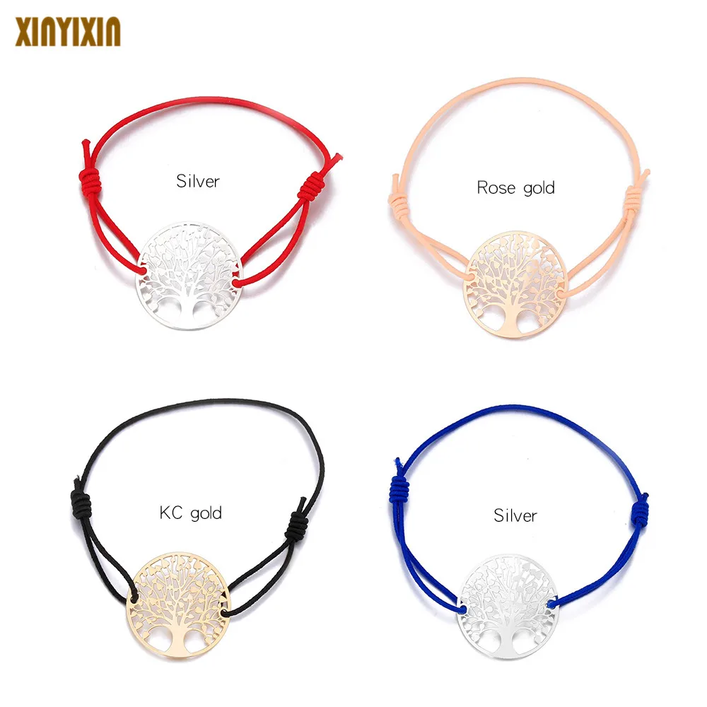 

Tree of Life Charm Bracelet Handmade Colorful Elastic Stretch Adjustable Rope Chains Bracelet Pulsera 2019 Fashion Jewelry Gift