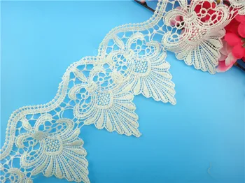 

10CM Embroidery design garment accessories applique ivory guipure lace trimmings scalloped layer lace trim for wedding dress