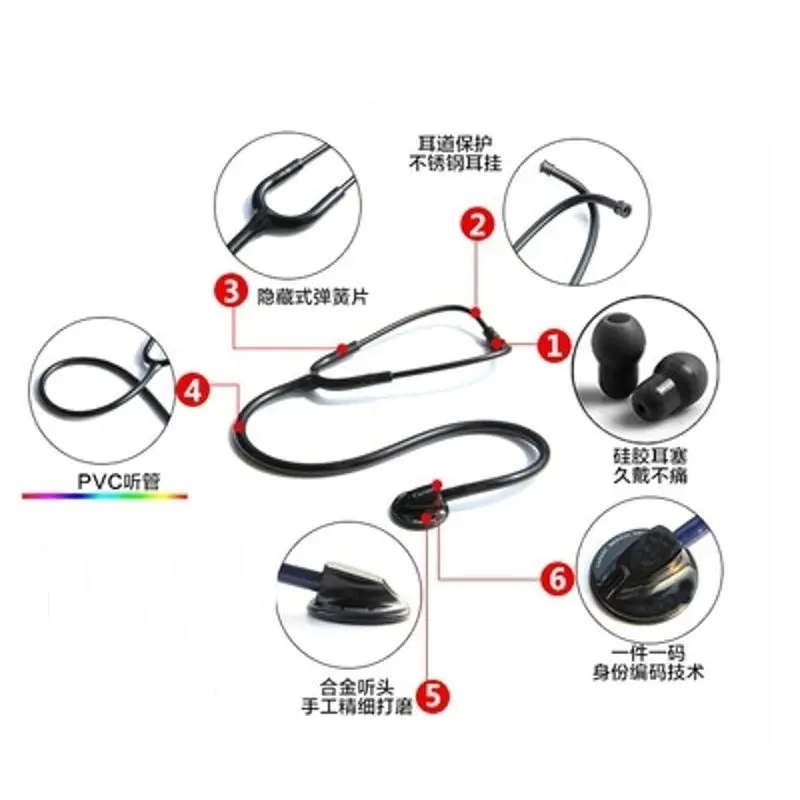 Medical Stethoscope Flat Silver Back Single Listening Headphones Cardiopulmonary Breathing Noise Care Tool Adult