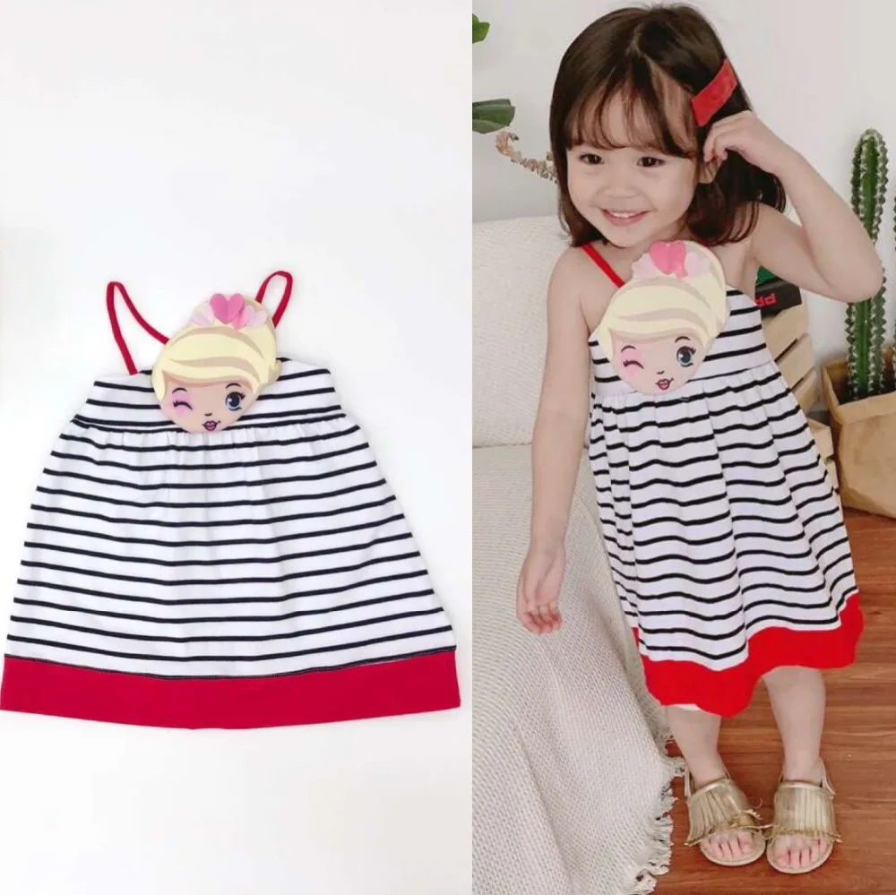 

Girls dress 2019 princess dress girls costumes cartoon character striped summer kids clothing