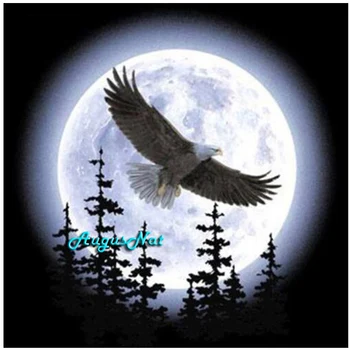 

5d diy fulll drill diamond painting eagle wall art decor moon diamond drawing kit diamond dotz scenery beads sticker needlework