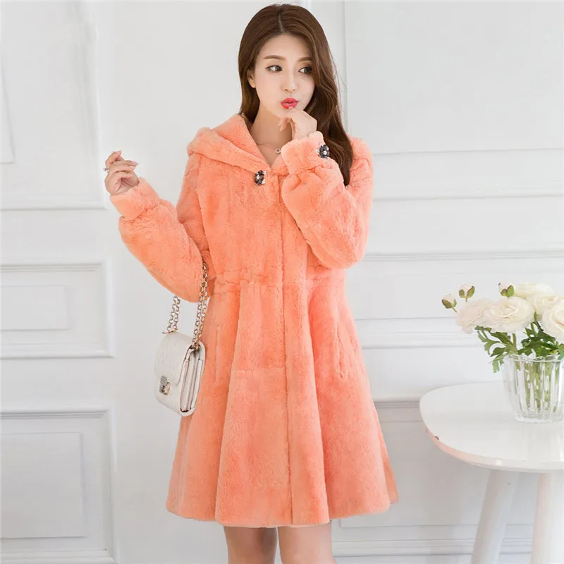 Sale Loose fit hooded natural rex rabbit fur coats outerwear women crystal stone medium long real fur jackets 2019 autumn winter 4 Sale Loose fit hooded natural rex rabbit fur coats outerwear women crystal stone medium long real fur jackets 2019 autumn winter 4