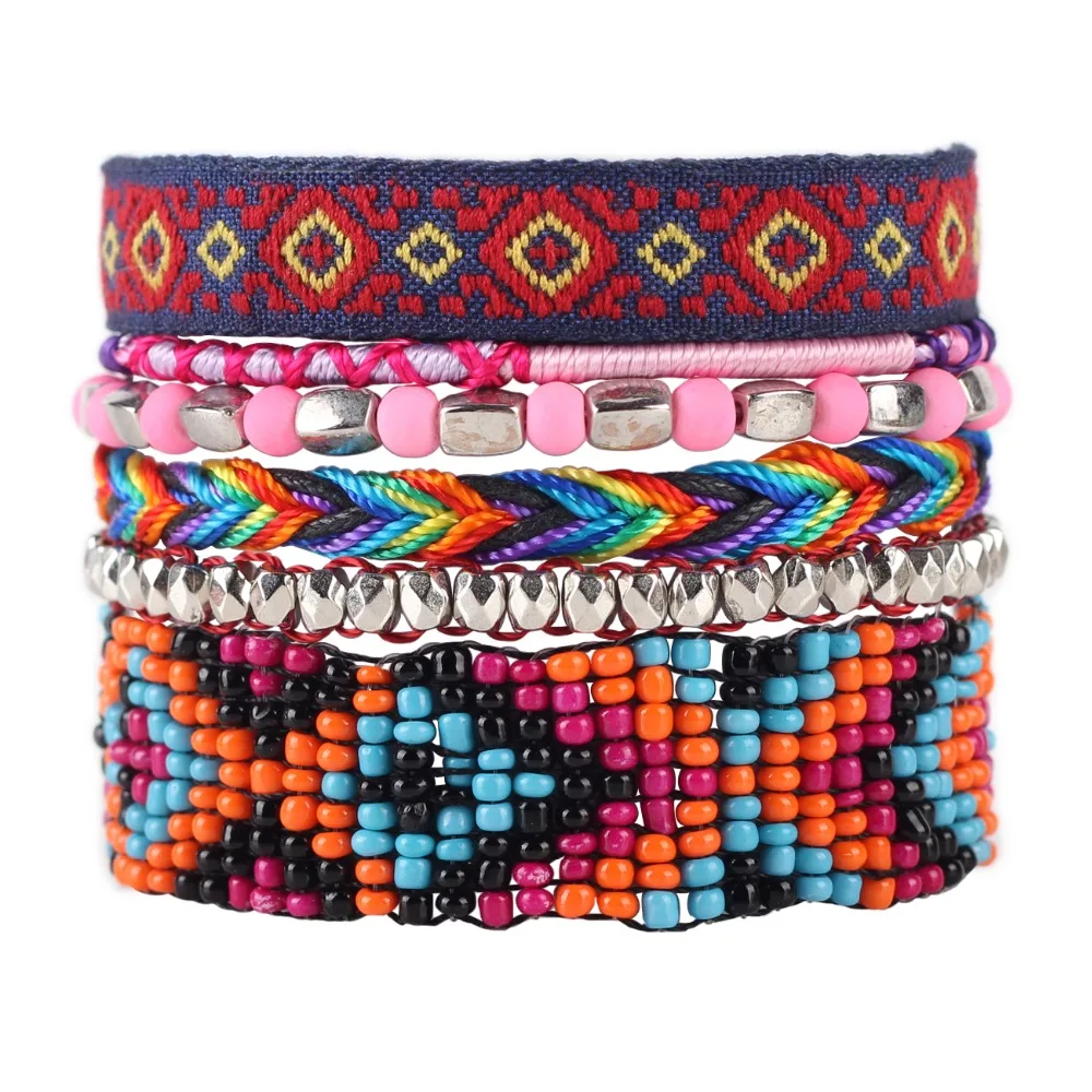 Newei 2015 New Luxury Weave Bead Handmade Bracelet Fashion Multilayer