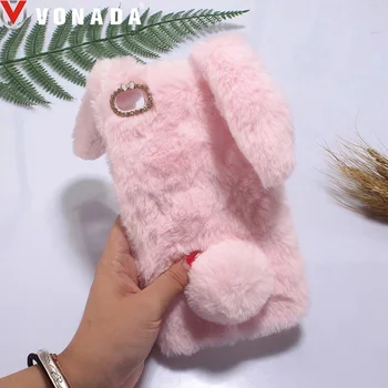 

Vonada Plush Case for Huawei P8 Max 6.8 Inch Cute Rabbit Ears Fur Cover TPU Diamond Jewelled Soft Mobile Phnoe Back Case Cover