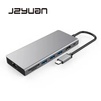 

JZYuan USB Laptop Docking Stations USB C to HDMI 4K Gigabit Ethernet USB 3.0 Type C Charging Dock For Macbook Pro Huawei P20 Pro