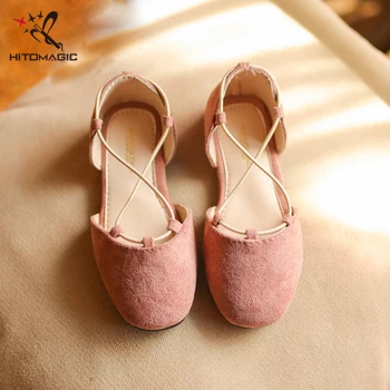 

HITOMAGIC 2017 New Girls Dance Shoes Children's Shoes Made Of Leather Flat Soft Leather Fashion Pink Heel Casual Shoe Princess