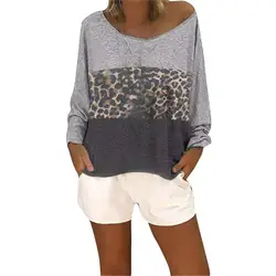Camiseta Mujer Женский пуловер с длинными рукавами и круглым вырезом в стиле пэчворк футболка Топы Футболка Femme люксовый бренд дропшиппинг