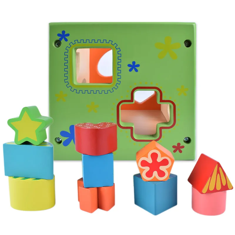 Экологически чистый красочный Интеллект коробка детская форма соответствующие строительные блоки игрушки детские деревянные развивающие игрушки