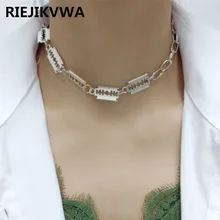 Funk модное серебряное мужское Ожерелье т Шарм в виде лезвия металлическое винтажное панк модное ожерелье-чокер для женщин и мужчин Прямая поставка