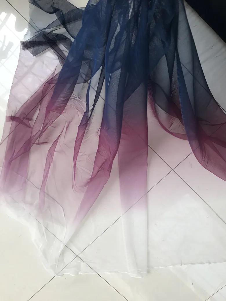 Сине-пурпурные бусы жемчужное Сетчатое кружево марлевые градиентные Детские платья скатерть-занавеска пришить Fanric аксессуары