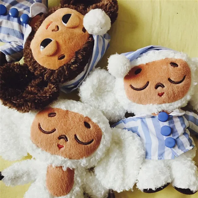 Cute Cheburashka Plush Toy Big Ryes Monkey with Clothes Soft Doll Russia Anime Baby Kids Sleep Appease Doll Toys for Childre 4