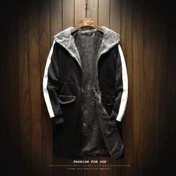 

2019 Plus Cashmere Warm Large Size Men's Windbreaker Jackets male , Fashion Winter Wear Thick Trench Men's Clothing