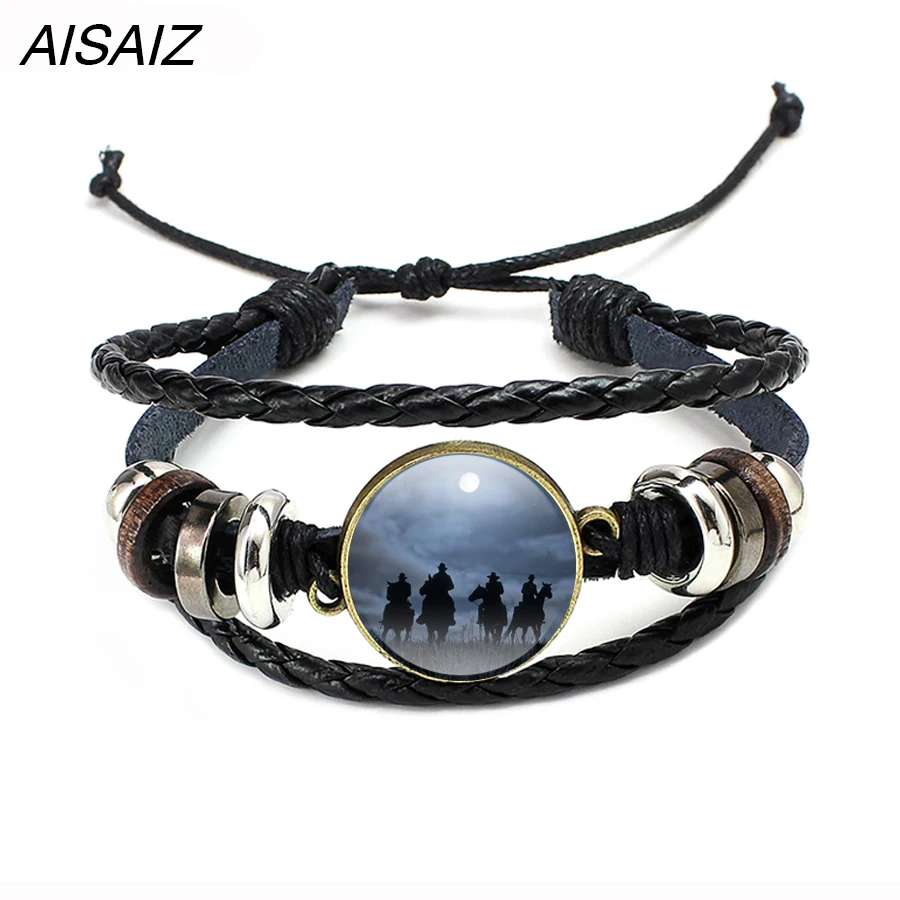 2018 new Red Dead Redemption 2 Bracelet Adjustable ID Multi-layer leather rope Weave Bracelets Gift for Man Boy Fashion | Украшения и