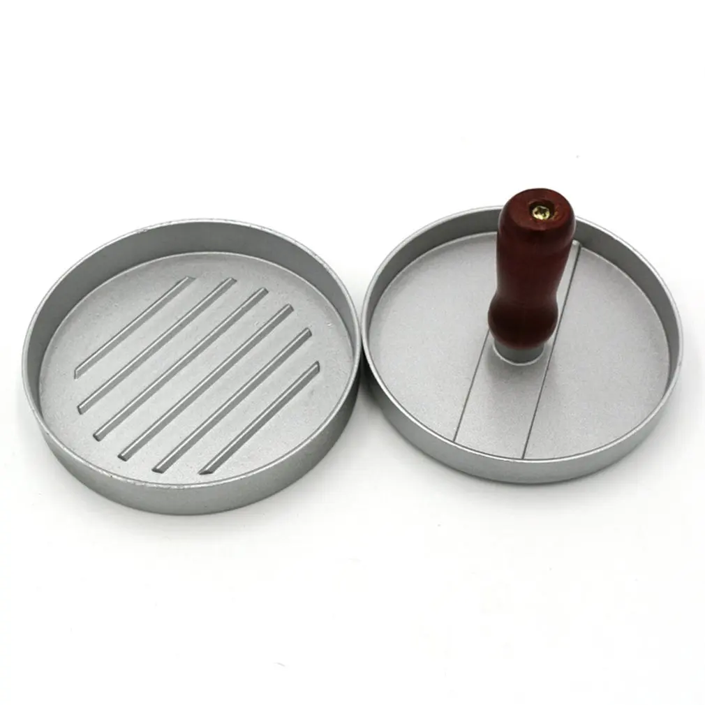 

Aluminum Patty Press Form Hamburger Mold Wood Handle Burger Pressure Press Burger Making Tools Kitchen Accessories