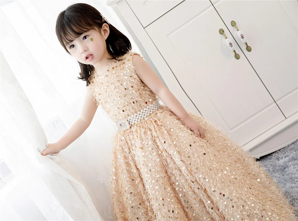 Золотая блестка, платье для крещения для маленьких девочек крестильное платье для маленьких девочек, праздничные платья для маленьких девочек 1 год, день рождения