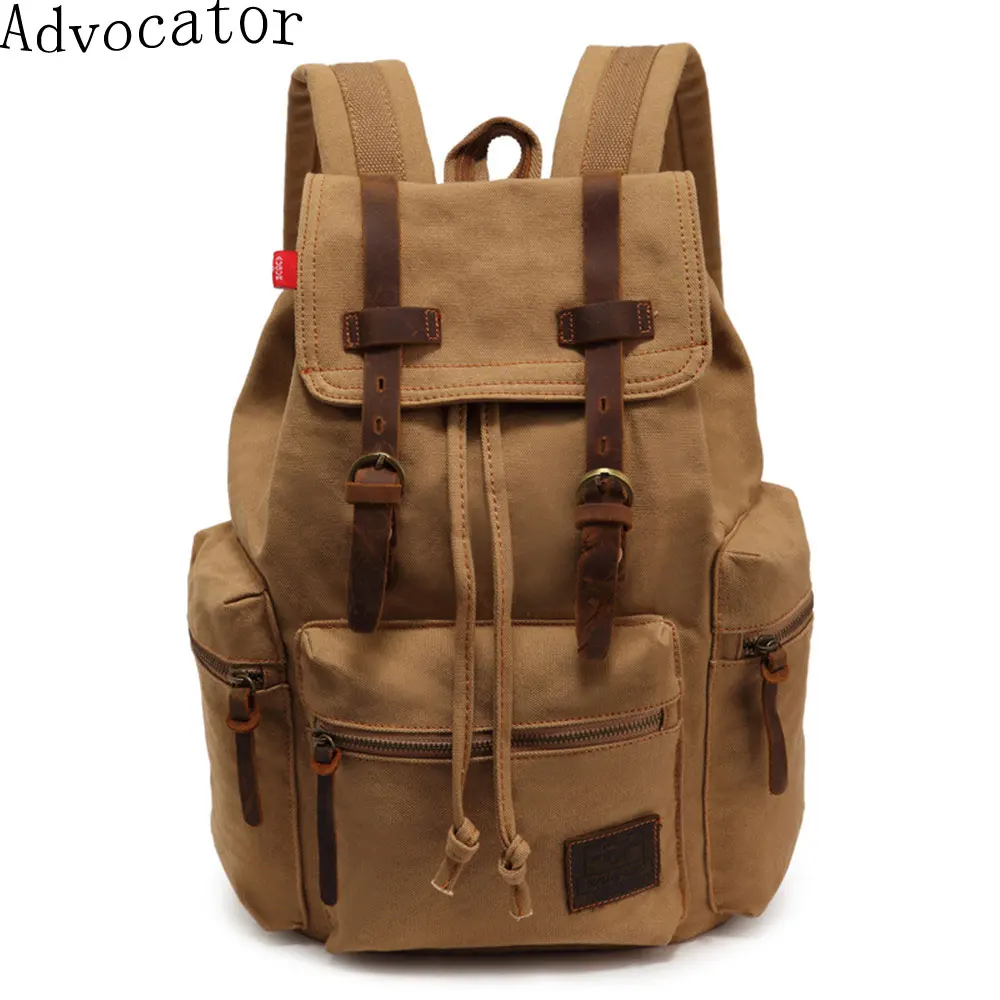 Augur Vintage Canvas Women Backpack Army Style Notebook Men Rucksack