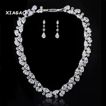 XIAGAO Mona Lisa Colorful high quality yellow golden AAA Cubic Zirconia necklace earring for bride,luxury bridal jewelry set