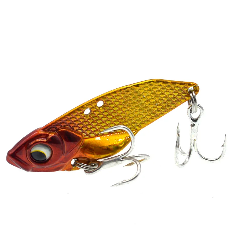 2pcs/Lot 12g VIB Rattlesnake Lure Metal Sequin Hard Bait Spinner Artificial Double Fishhook Treble Hooks Fishing Lures