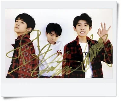 

signed TFBOYS autographed group photo 6 inches freeshipping 08201703