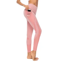 Сексуальные сетчатые Леггинсы для женщин, розовые спортивные штаны для фитнеса с карманами, джеггинсы, леггинсы для тренировок, повседневные Лоскутные Леггинсы