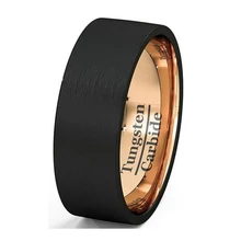 Negro Masculino Banda Anillo de Carburo de Tungsteno Anillo de Bodas de Oro Rosa Plateado 8mm hombre Mujeres Aniversario Joyería Tamaño 7 8 9 10 11 12 13