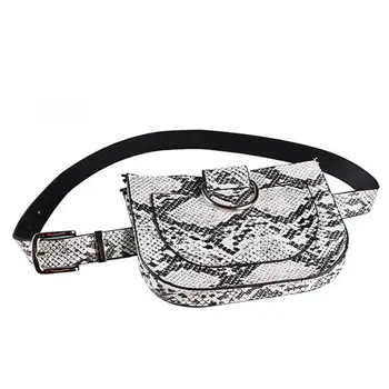 

New Style Fashion Women PU Leather Portable Waist Fanny Pack Belt Bag Lady Serpentine Pattern Hip Bum Bag