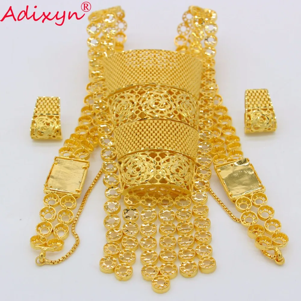 Adixyn 70 см/28 дюймов плюс ожерелье/серьги Ювелирные наборы для женщин золотого цвета