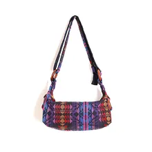 Модная Этническая полосатая женская сумка новейший уникальный дизайн хлопок холст Boho Слинг Сумка через плечо Регулируемая DIY