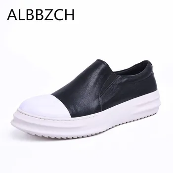 

New Men Shoes Genuine Leather Sport Casual Shoes Round Toe Slip On Flat Shoes Soft Comfortable Mens Daily Leisure shoes Size 44