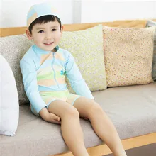 Милые дети Купальники для малышек лето с длинным рукавом Одна деталь Обувь для девочек Обувь для мальчиков; детский купальник купальный Костюмы для девочек и мальчиков Синий Розовый пляжная одежда