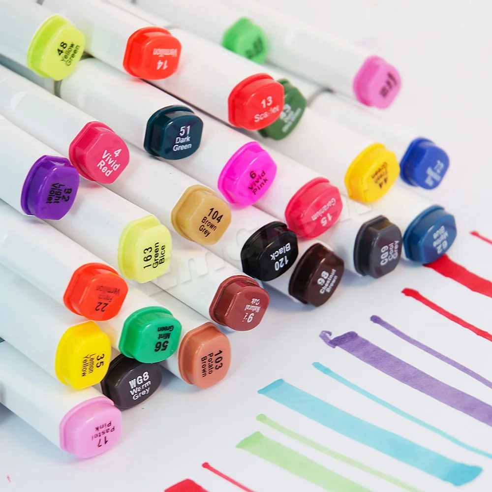 TOUCHNEW 30/40 цветной набор спиртовой двойной наконечник общий эскиз дизайн ручка маркер белый корпус+ пенал