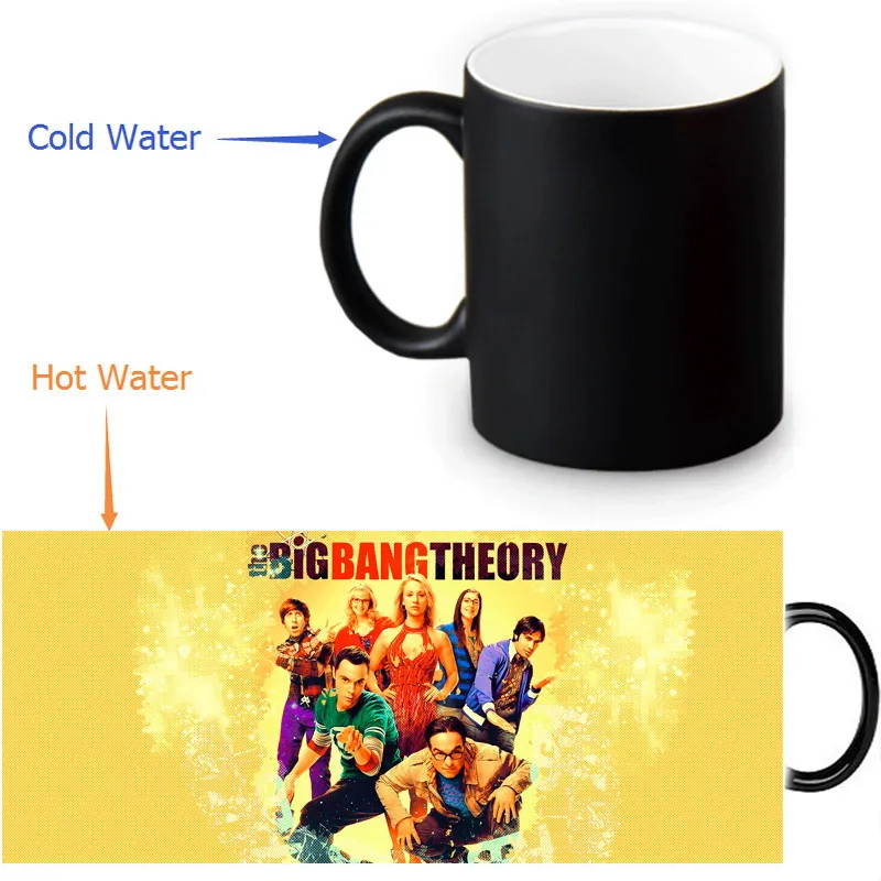 Тегия Большого Взрыва кофе термочувствительные кружки меняющие цвет кружки холодное горячее Тепло Изменение цвета волшебный чай Кружка - Цвет: 1