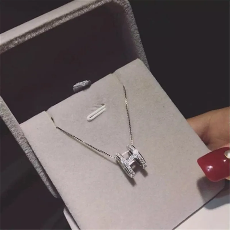 

925 Sales promotion Sterling silver Pendant necklace set drill Letters act the role ofing is tasted Women fashion jewelry