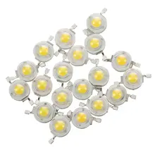 20 pces 2 pinos smd 1w 3-3.2v branco quente conduziu a lâmpada do emissor de luz