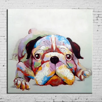 

Pop Art Hot Sell Painting Dog Oil Painting On Canvas Handpainted Lovely Animal Paintings For Living Room Home Decorations