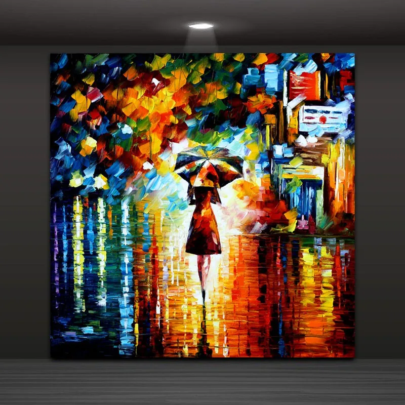 

Modern Abstract Oil Painting Umbrella Girl Canvas Painting Wall Art Canvas Women Painting for Living Room Home Decoration