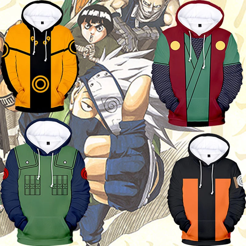 

Naruto Men Autumn Hoodies Fashion Harajuku Kakashi Sasuke 3D Cartoon Print Coslapy Hoodies Men's Hoodies Plus Size