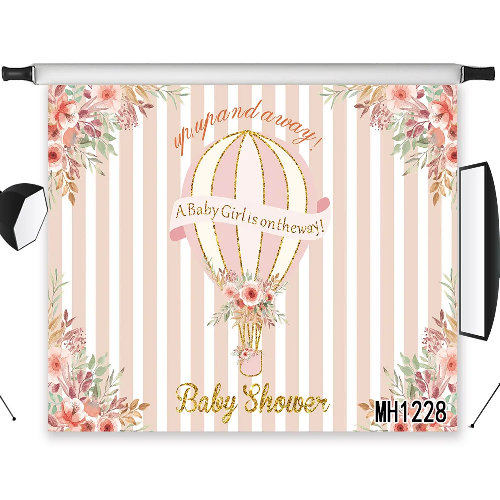 

Flower Hot Air Balloon Washable No Crease Photo Background Photography Polyester Custom Backdrop Studio Photographic Seamless