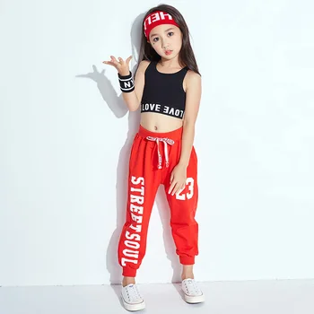 

Kids Hip Hop Clothing Clothes Jazz Dance Costume for Girls Ballroom Dancing Streetwear Stage show HIP Hop Dance costume DQS1183