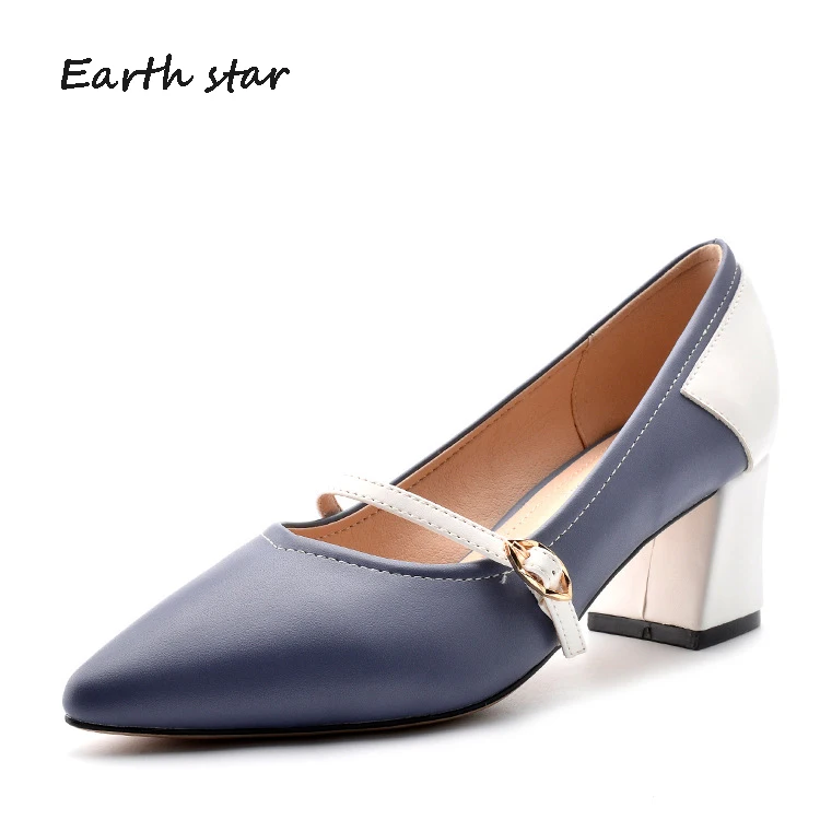 

High Heel Shoes Women zapatos de mujer Mary Jane Shoes chaussures femme Spring Office Lady footware Patchwork Pointed Toe Pumps