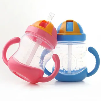 

2018 Hot Sale Baby Cute Cup 280ml Kids Learn Feeding Drinking Water Straw Handle Bottle Useful Training Cup
