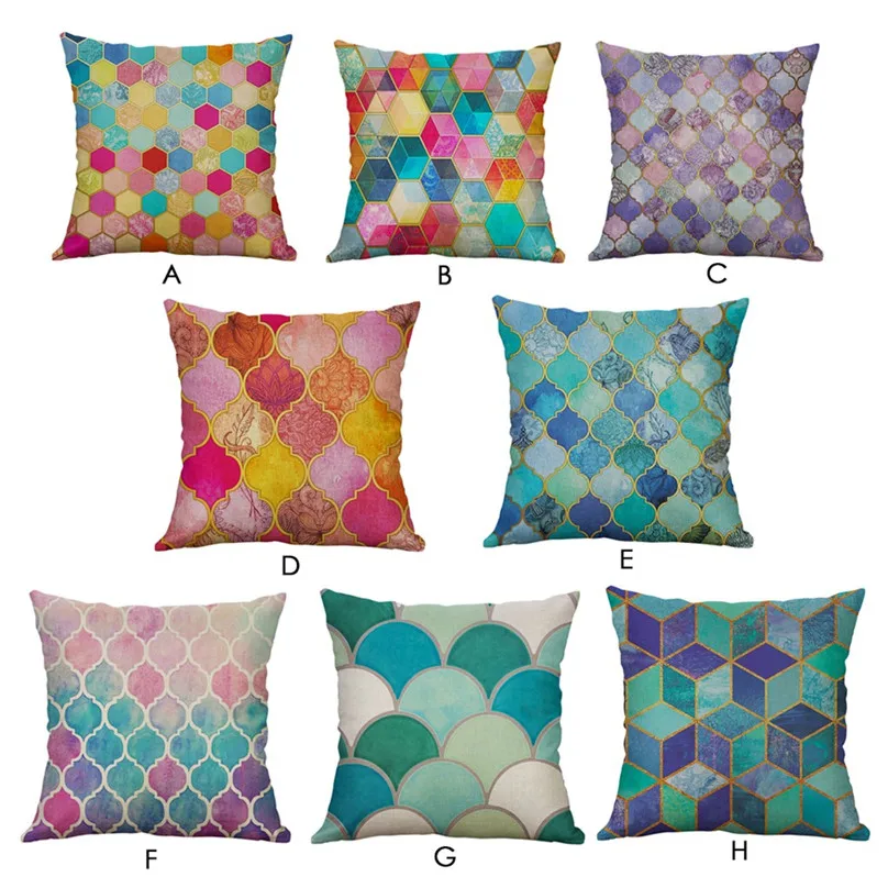 Pillow Case 45*45cm Simple Linen Creative Lovely Pillows Cover Car Pillowcase Cushion Covers Home Use &amp4M21 | Дом и сад