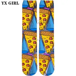 Ух для девочек Прямая доставка; 2018 г.; новый стиль моды Для Мужчин's wo Для Мужчин's Носки Еда пиццы 3D печати до колена высокая Носки